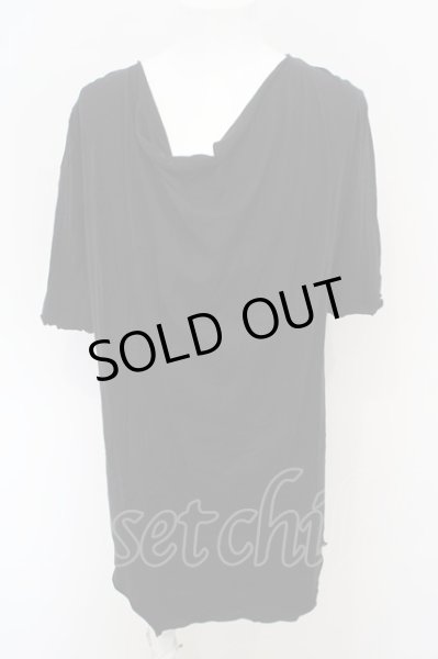 画像1: NO ID. / コットンモダール5分袖ドレープカットソー Tシャツ 2 ブラック O-24-02-29-008-NO-ts-YM-ZT086 (1)