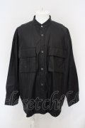 【セール】CIVARIZE / PUレザーオーバーサイズミリタリーシャツ F ブラック O-24-02-29-082-CI-sh-YM-ZT-ML005
