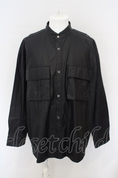 画像1: CIVARIZE / PUレザーオーバーサイズミリタリーシャツ F ブラック O-24-02-29-082-CI-sh-YM-ZT-ML005 (1)