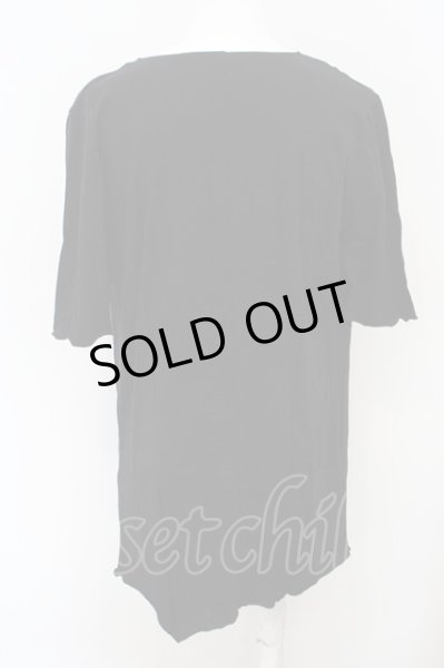 画像2: NO ID. / コットンモダール5分袖ドレープカットソー Tシャツ 2 ブラック O-24-02-29-008-NO-ts-YM-ZT086 (2)