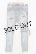 【SALE】CIVARIZE / ベルトデザイン膝ZIPスキニーデニムパンツ 44 ブルー O-24-02-29-091-CI-pa-YM-OS