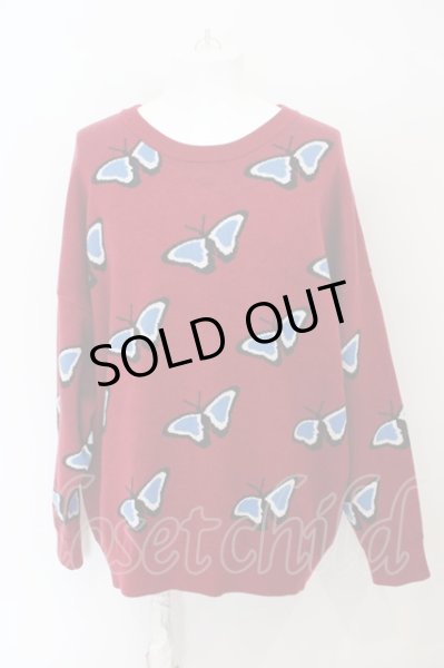 画像1: NO ID. / バタフライジャガードBIG-PO ニット ONE ワイン O-24-03-03-001-NO-to-YM-ZT337 (1)