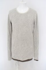 A.F ARTEFACT / Bomber Heat Gauze Washer Crew Neck Layered Top 1 オフホワイトｘチャコール O-24-03-03-028-A.-to-YM-ZT328