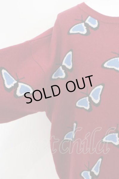 画像2: NO ID. / バタフライジャガードBIG-PO ニット ONE ワイン O-24-03-03-001-NO-to-YM-ZT337 (2)