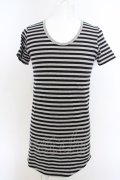 【WINTERセール】NO ID. BLACK / C天竺ボーダーラウンドU/N　Tシャツ 1 ブラックｘグレー O-24-03-12-021-NO-ts-YM-ZT124