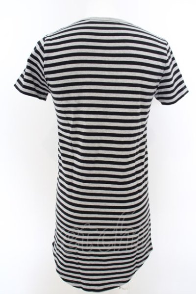 画像2: 【WINTERセール】NO ID. BLACK / C天竺ボーダーラウンドU/N　Tシャツ 1 ブラックｘグレー O-24-03-12-021-NO-ts-YM-ZT124
