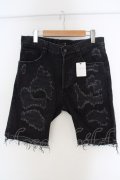 【WINTERセール】NO ID. / ダメージ加工ブラックハーフパンツショートパンツ 3 ブラック O-24-03-19-072-NO-pa-YM-ZT091