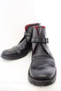 【WINTERセール】NO ID. / バックジップストラップブーツ 42(約27cm) ブラックｘレッド O-24-03-19-075-NO-za-YM-ZT-S004