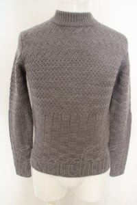 【WINTERセール】Black by VANQUISH / 切り替え編みプルオーバーニット S グレー O-24-03-19-022-Bl-to-YM-ZT124