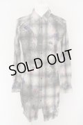 CIVARIZE / Gravitate ペンキ散らし加工チェックワッシャーロングシャツ 46 グレー O-24-03-23-028-CI-sh-YM-OS