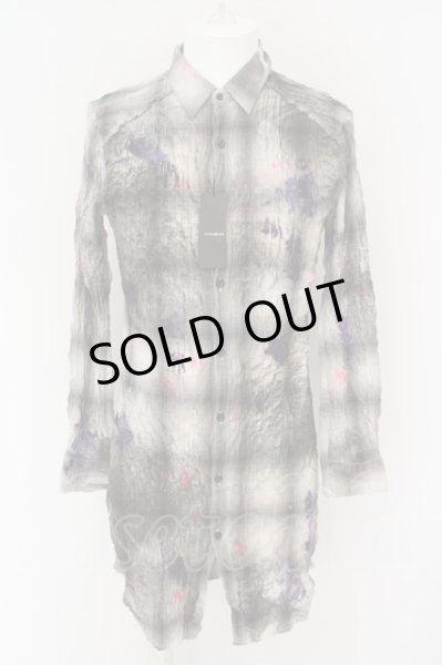 画像1: CIVARIZE / Gravitate ペンキ散らし加工チェックワッシャーロングシャツ 46 グレー O-24-03-23-028-CI-sh-YM-OS (1)