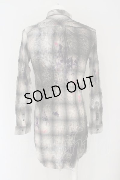 画像3: CIVARIZE / Gravitate ペンキ散らし加工チェックワッシャーロングシャツ 46 グレー O-24-03-23-028-CI-sh-YM-OS (3)