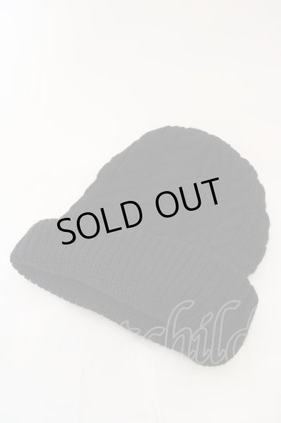 画像2: GLAM ADDICTION / GAパッチケーブル編みニットキャップ  ブラック O-24-03-31-024-GL-za-YM-ZT132 (2)