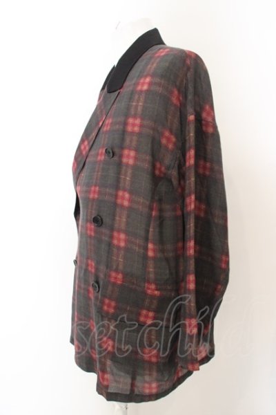 画像2: 【WINTERセール】SHARE SPIRIT / チェックモダールダブルジャケット S ブラックｘレッド O-24-04-03-003-SH-ja-YM-ZT158