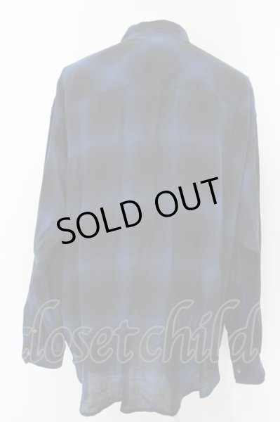 画像2: NO ID. / ドロップショルダーBIGチェックシャツ ONE ブルー O-24-04-03-047-NO-sh-YM-ZT097 (2)