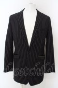 【WINTERセール】NO ID. BLACK / 切替ピークドラペル1Bジャケット 1 ブラックストライプ O-24-04-03-048-NO-ja-YM-ZT097