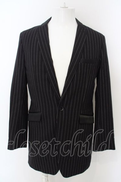 画像1: NO ID. BLACK / 切替ピークドラペル1Bジャケット 1 ブラックストライプ O-24-04-03-048-NO-ja-YM-ZT097 (1)