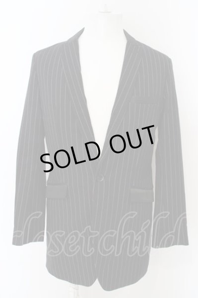 画像1: NO ID. BLACK / 切替ピークドラペル1Bジャケット 1 ブラックストライプ O-24-04-03-048-NO-ja-YM-ZT097 (1)