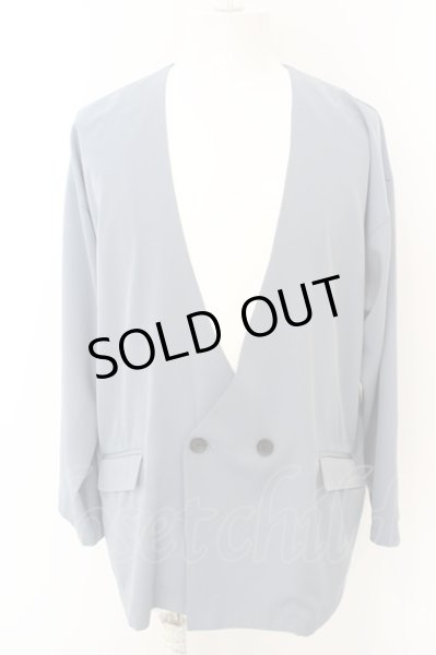 画像1: NO ID. BLACK / BIGノーカラージャケット ONE ブルーグレイ O-24-04-03-052-NO-ja-YM-ZT116 (1)