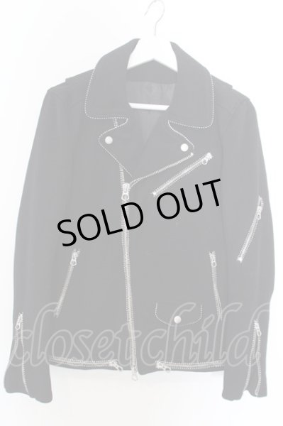 画像1: NO ID. / パイピングウールライダースジャケット 1 ブラック O-24-04-03-054-NO-ou-YM-ZT116 (1)