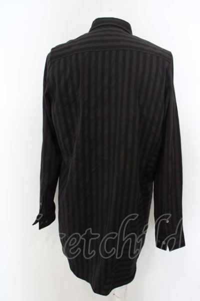 画像2: NO ID. BLACK / ショートカラー切り替えロングシャツ 1 ブラック O-24-04-03-060-NO-sh-YM-ZT114