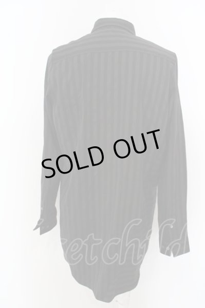 画像2: NO ID. BLACK / ショートカラー切り替えロングシャツ 1 ブラック O-24-04-03-060-NO-sh-YM-ZT114 (2)