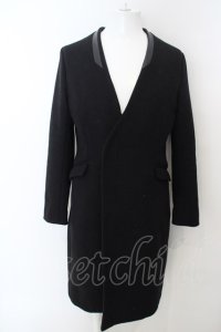 NO ID. BLACK / ラム切り替えノーカラーチェスターコート 1 ブラック O-24-04-03-078-NO-ou-YM-ZT-ML012