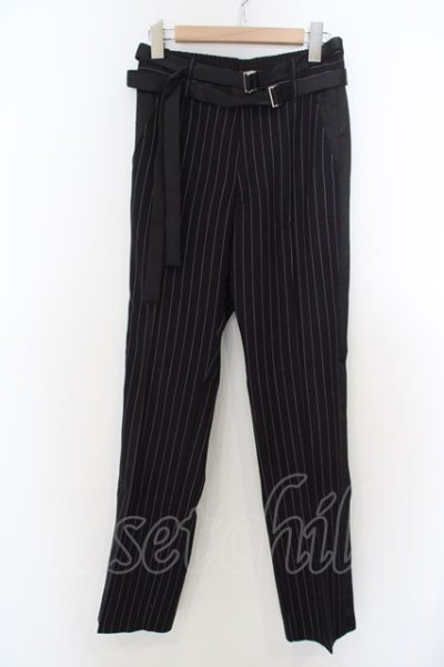 画像1: 【WINTERセール】NO ID. BLACK / ツインベルトセミワイドトラウザーズパンツ 1 ブラックストライプ O-24-04-03-085-NO-pa-YM-ZT166