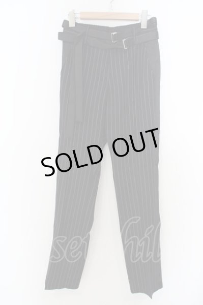 画像1: NO ID. BLACK / ツインベルトセミワイドトラウザーズパンツ 1 ブラックストライプ O-24-04-03-085-NO-pa-YM-ZT166 (1)