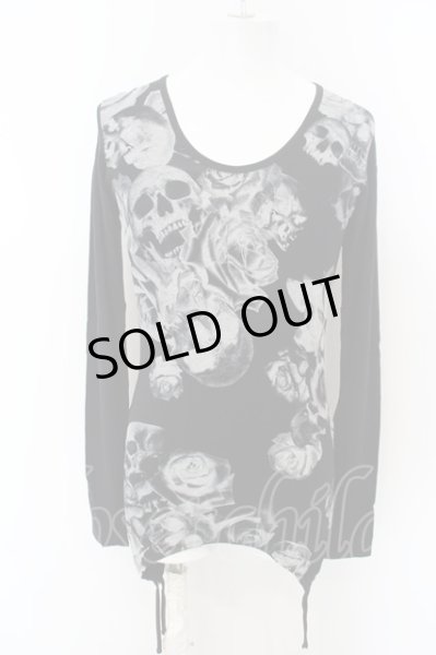 画像1: CIVARIZE / Maledictサイドギャザーローズスカル変形ロングカットソー 44 ブラック O-24-04-03-020-CI-to-YM-ZT134 (1)