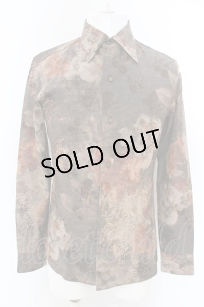 画像1: TORNADO MART / フラワー転写レースアップシャツ M ブラウン O-24-04-03-026-TO-sh-YM-ZT100 (1)