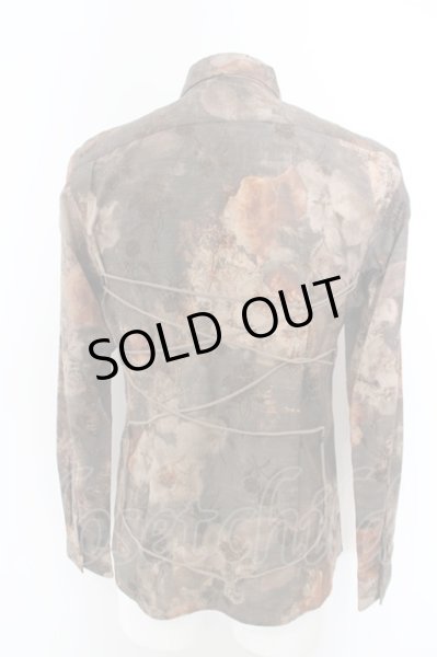 画像2: TORNADO MART / フラワー転写レースアップシャツ M ブラウン O-24-04-03-026-TO-sh-YM-ZT100 (2)