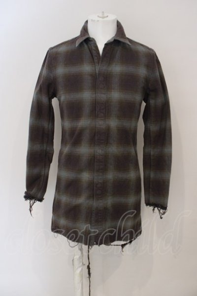 画像1: 【WINTERセール】Moonage Devilment / Pigment dye check シャツ 46 ブルーグレイ O-24-04-04-046-Mo-sh-YM-ZT148