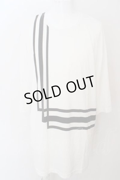 画像1: NO ID. BLACK / ジオメトリックプリント7分袖BIG-Tシャツ ONE ホワイト O-24-04-15-036-NO-ts-YM-ZT353 (1)