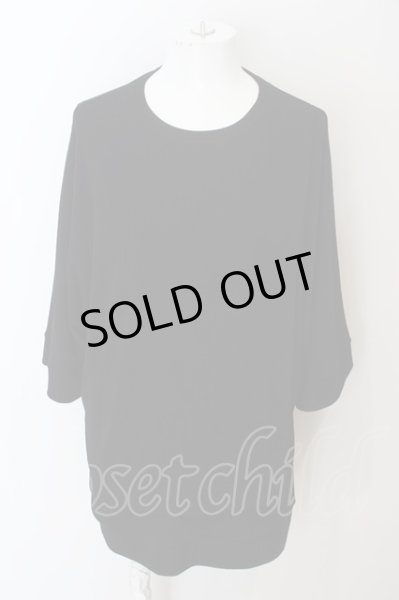 画像1: NO ID. / テレコレイヤードドルマンスリーブTシャツ ONE ブラック O-24-04-15-038-NO-ts-YM-ZT353 (1)