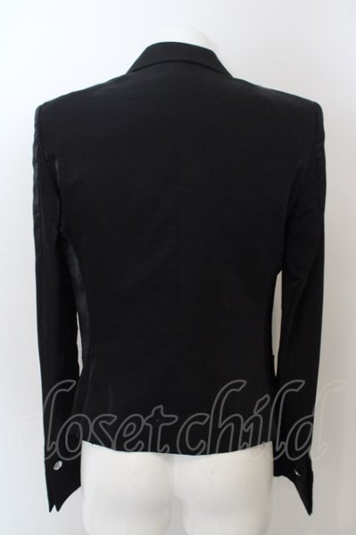 画像2: SOS TE NUTO / シャイニーピークドラペルテーラードジャケット 48 ブラック O-24-04-15-040-SO-ja-YM-ZT044 (2)