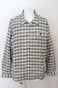 【WINTERセール】CAMBIO / ツイードライクスイングトップジャケット L ホワイト O-24-04-15-023-CA-ja-YM-ZT167