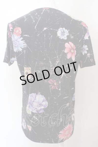 画像3: CIVARIZE / フラワースカル総柄UネックTシャツ 46 ブラック O-24-04-15-025-CI-ts-YM-ZT464 (3)