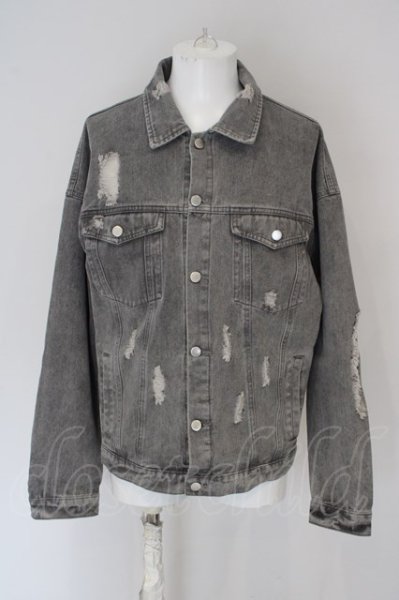画像1: .KOM / BF.BORFEND ディストゥレストダメージデニムジャケット Gジャン L グレー O-24-04-16-048-KO-ja-YM-ZT204 (1)