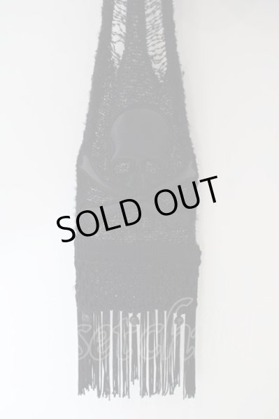 画像2: Roen / ダメージナロースカルパッチマフラー  ブラック O-24-04-16-064-Ro-za-YM-ZT220 (2)