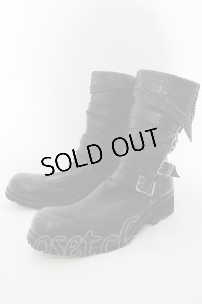 画像1: KMRii / Crush Strap Boots/RFM　ロングブーツ 39 ブラック O-24-04-16-070-KM-sho-YM-ZT4000 (1)