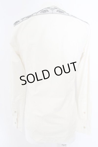 画像3: TORNADO MART / ポリレース開き襟シャツ M オフホワイトｘブラック O-24-04-23-006-TO-sh-YM-ZT261 (3)