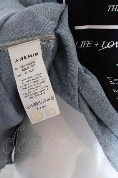 画像4: 【WINTERセール】A’GEM9 / パッチプリントオーバーデニムシャツ F ライトブルー O-24-04-23-069-AM-sh-YM-ZT072