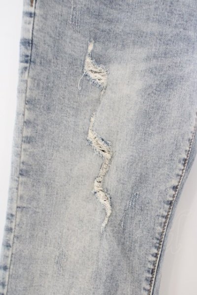 画像2: 【WINTERセール】rovtski / カットオフダメージデニムパンツ M ライトインディゴ O-24-04-23-100-ro-pa-YM-ZT139