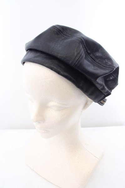 画像2: SMACK ENGINEER / フェイクレザーベレー帽  ブラック O-24-04-23-112-SM-za-YM-ZT-MK001 (2)
