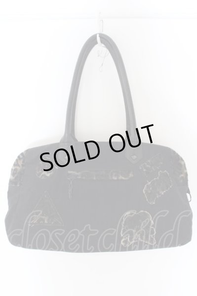 画像1: Roen / レオパードボアパッチボストンバッグ  ブラック O-24-04-23-125-Ro-za-YM-ZT (1)