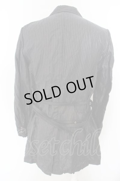 画像3: 5351pour les Hommes / ストライプリネンホックミディジャケット 2 ブラック O-24-04-23-019-53-ja-YM-ZT262 (3)