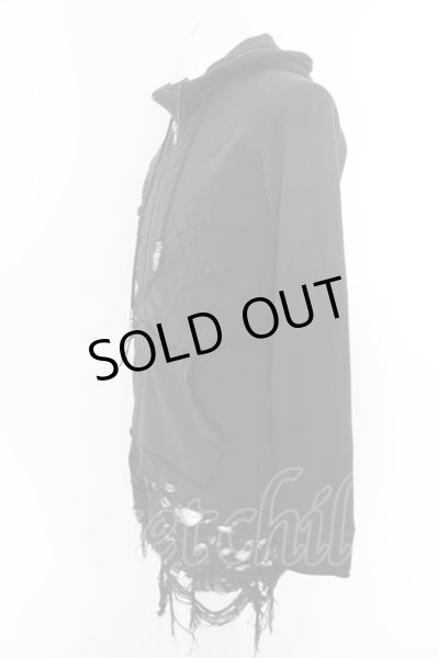 画像2: semantic design / オパールダメージデストロイロングパーカー M ブラック O-24-04-23-023-SE-to-YM-OS (2)