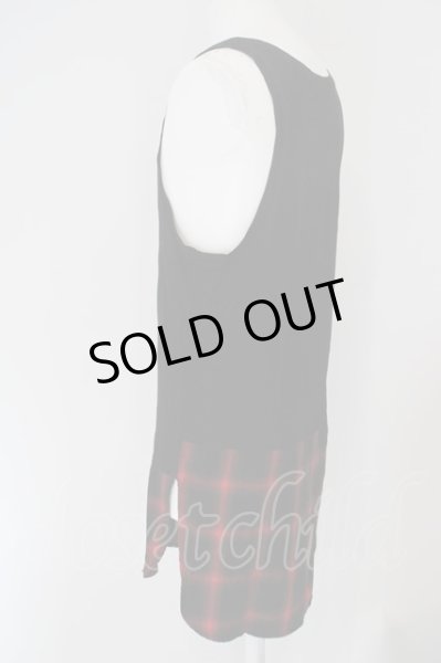 画像2: AMPHIBIAN / 切り替えロングタンクトップ S ブラックｘレッド O-24-04-24-034-AM-to-YM-OS (2)