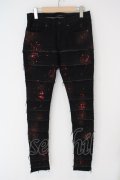 【WINTERセール】CIVARIZE / フリンジ切り替えスキニーデニムパンツ 42 ブラックｘレッド O-24-04-24-046-CI-pa-YM-ZT015